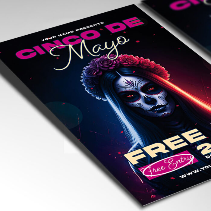 A fun and colorful Cinco de Mayo party flyer designed to attract a lively audience.