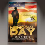 Patriotic Memorial Day Flyer Template featuring the American flag.