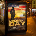 Announce your Memorial Day events with this flag-themed flyer.