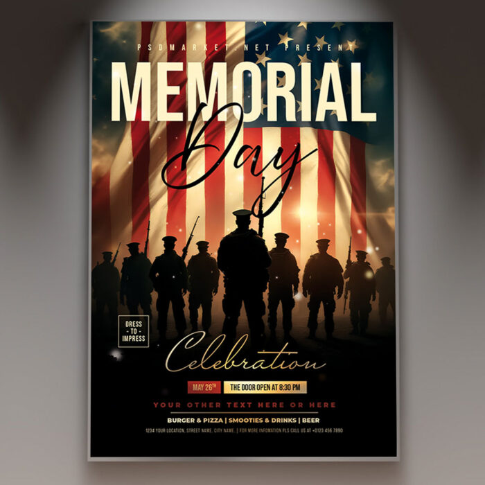 Patriotic Memorial Day US Flyer Template for your events.