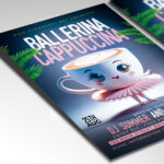 A customizable flyer template designed to promote elegant events blending artistic performance with delightful refreshments, perfect for day or night.