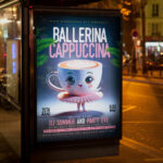 A refined and inviting invitation template ready to be personalized for your Ballerina Cappuccina event, promising a cultured and comforting experience at any hour.