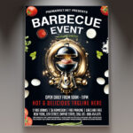 A vibrant barbecue event flyer template showcasing delicious food and a lively outdoor setting.
