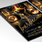 A customizable flyer template perfect for promoting nighttime barbecue events and gatherings.