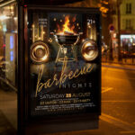 An appealing barbecue night announcement with clear details about the time, location, menu, and evening activities.