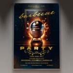 A vibrant and festive flyer template designed to announce a barbecue party in 2025.