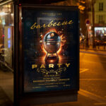 An eye-catching barbecue party invitation template for the year 2025, ready to be personalized with event details.