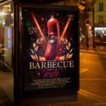 An exciting barbecue party announcement with clear details about the menu, time, location, and activities.