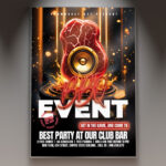 A vibrant BBQ event flyer featuring grilled food and a festive outdoor setting.