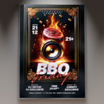 An enticing BBQ Friday flyer showcasing grilled meats and a festive atmosphere.