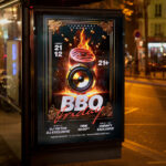 A vibrant BBQ Friday announcement highlighting food, time, and location details.