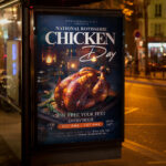 A delightful and attention-grabbing invitation template, ready for personalization for Happy National Rotisserie Chicken Day, promising a widespread, joyful, and flavorful culinary experience.