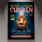 A National Rotisserie Chicken Day 2026 flyer template featuring a perfectly roasted rotisserie chicken with "2026" prominently displayed, signifying a future national culinary event, with appetizing visuals.