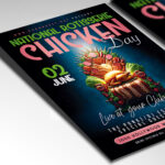 A customizable flyer template designed for large-scale food promotions for the year 2026, highlighting delicious rotisserie chicken with details for a national event.