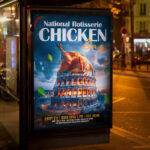 A savory and attention-grabbing invitation template, ready for personalization for National Rotisserie Chicken Day, promising a widespread and flavorful culinary experience.