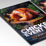 A customizable flyer template designed to highlight a national event celebrating rotisserie chicken, with appetizing food visuals and clear event details.