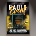 A Radio Event 2025 flyer template featuring modern radio-themed visuals and a bold, energetic design, perfect for promoting upcoming live broadcasts.