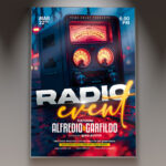 A Radio Event 2026 flyer template featuring modern radio-themed visuals and a bold, energetic design, perfect for promoting upcoming live broadcasts.