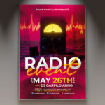 A Radio Event flyer template with dynamic radio-themed visuals and a bold, energetic design, perfect for promoting any live broadcast or music event.