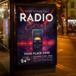 An engaging and attention-grabbing invitation template ready for personalization for your radio event show, promising a high-energy and immersive experience.