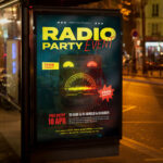 An exciting and attention-grabbing invitation template ready for personalization for your radio party event, promising an unforgettable, music-filled experience.