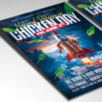 A customizable flyer template designed to promote restaurant specials or culinary events in 2025, highlighting delicious rotisserie chicken with appetizing details.