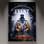 A Spijoniro Golubiro event flyer template featuring abstract and intriguing design elements suitable for a mysterious event.