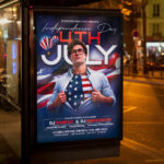 A vibrant and attention-grabbing invitation template, ready for personalization for a 4th of July event, promising a day filled with patriotic festivities and fun.