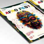 A customizable flyer template designed for African music and cultural events, showcasing expressive typography and elements that evoke soulful rhythms and community.
