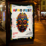 A captivating and attention-grabbing invitation template, ready for personalization for an "Afro Fest," promising an enriching experience filled with music, dance, and cultural celebration.
