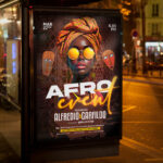 A captivating and attention-grabbing invitation template, ready for personalization for an "Afro Event," promising a night of soulful music, vibrant culture, and unforgettable experiences.