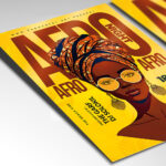 A customizable flyer template designed for Afrobeat parties and cultural events, showcasing energetic dance silhouettes and bold, expressive typography.