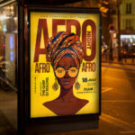 A captivating and attention-grabbing invitation template, ready for personalization for an "Afro Night," promising a night of soulful music and vibrant cultural celebration.