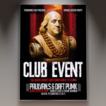 A Club Event flyer template featuring a dynamic design with pulsating light effects, vibrant colors, and modern typography, perfect for promoting a high-energy nightlife party.