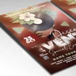 A customizable flyer template designed for retro-themed events, showcasing enthusiastic dance silhouettes and bold, funky typography.