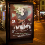 A dazzling and attention-grabbing invitation template, ready for personalization for a disco event, promising a night of groovy beats and dazzling lights.