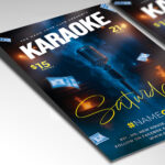 A customizable flyer template designed for karaoke nights, showcasing playful typography and a lively crowd silhouette, conveying an atmosphere of joyful participation and entertainment.
