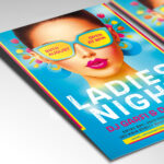 A customizable flyer template designed for special ladies' nights, showcasing stylish female silhouettes, cocktails, and a sense of fun and exclusivity.