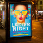 A glamorous and attention-grabbing invitation template, ready for personalization for a "Ladies Night," promising an evening of entertainment and fabulous deals.