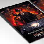 A customizable flyer template designed for speakeasy or mob-themed events, showcasing elegant, art deco-inspired typography and a sophisticated, intriguing atmosphere.