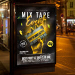 An electrifying and attention-grabbing invitation template, ready for personalization for a "Mixtape" launch or music event, promising a night of fresh beats and unforgettable sounds.