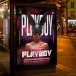 An alluring and attention-grabbing invitation template ready for personalization for a "Playboy Night," promising a luxurious and unforgettable evening.