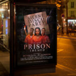 A bold and attention-grabbing invitation template, ready for personalization for a "Prison Party," promising a night of thrilling excitement and unique, edgy vibes.