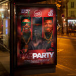 An electrifying and attention-grabbing invitation template, ready for personalization for a "Rap Party," promising an unforgettable night of booming beats and lyrical talent.