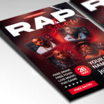 A customizable flyer template designed for hip-hop performances, showcasing bold, urban typography and graphic elements that evoke the raw power and excitement of a rap show.
