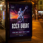 An electrifying and attention-grabbing invitation template, ready for personalization for a "Rock Event," promising an unforgettable night of loud music and live performance.