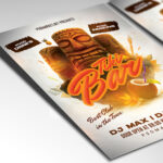 A customizable flyer template designed for luau or beach parties, showcasing bright, warm colors, exotic flowers, and a laid-back, festive atmosphere.