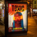 A bold and attention-grabbing invitation template, ready for personalization for a "Toxic Friday" event, promising a night of thrilling excitement and unique vibes to kick off the weekend.