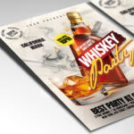 A customizable flyer template designed for whiskey connoisseur nights, showcasing sophisticated typography and rich amber tones that evoke luxury and tradition.