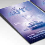 A customizable flyer template designed for automotive events, showcasing bold, dynamic typography and sleek design elements that evoke speed, precision, and cutting-edge technology.